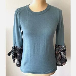 Loft Outlet Sweater Paisley Sleeves Blue Green size S